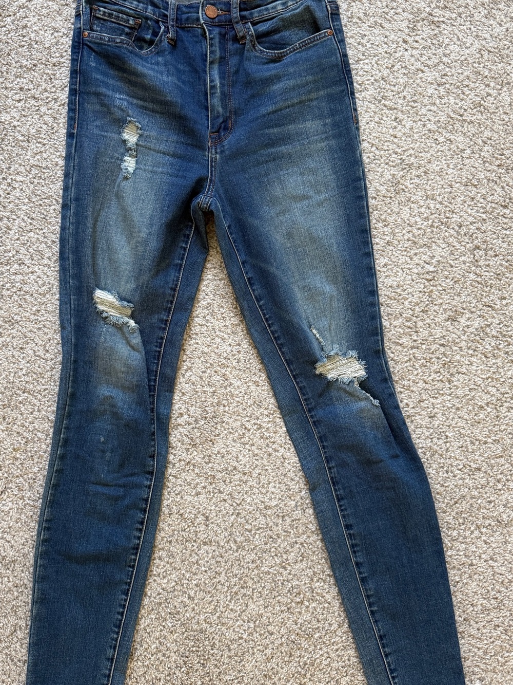 William Rast Dark Blue Distressed High-Rise Skinny Jeans